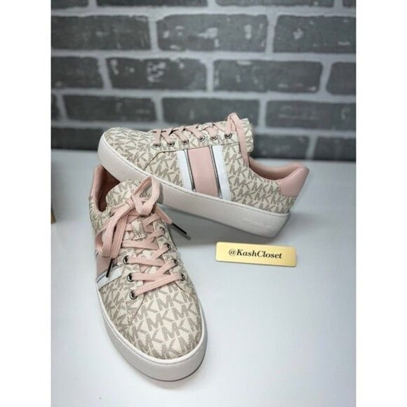 Michael Kors shoes poppy logo stripe sneakers powderblush size 9 - Picture 4 of 9